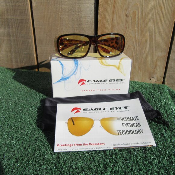 Brand New Eagle Eyes Night Lite Fiton Tortoise Shell Yellow Sunglasses #50036 - Picture 1 of 10
